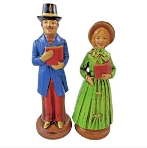 Vintage MCM Japan Christmas Carolers Singing Paper Mache Figures Holiday Decor